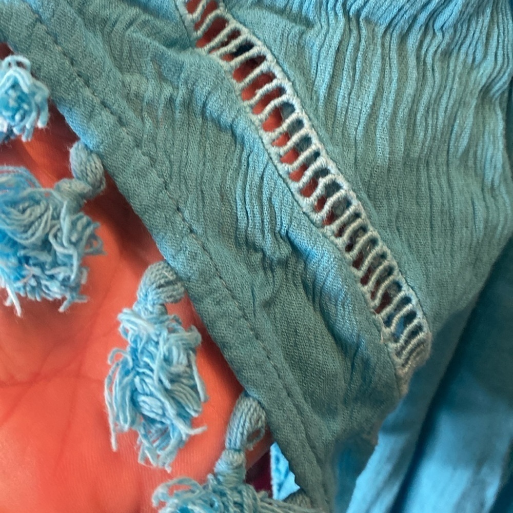 Red Camel top in a brilliant blue with tassels size small - Picture 5 of 5